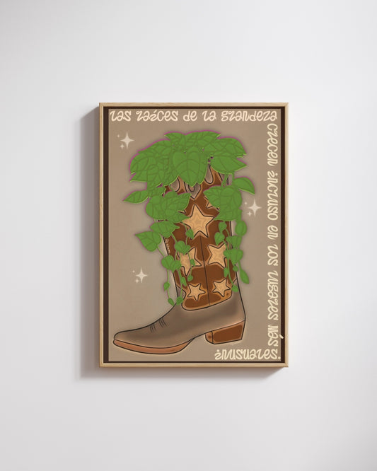 Bota Cowboy – Lámina Ilustrada Digital y Física | Estilo Salvaje y Libre