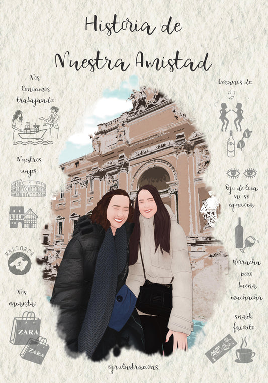 Ilustración Personalizada: Historia de Amor o Amistad – Archivo Digital en Alta Calidad