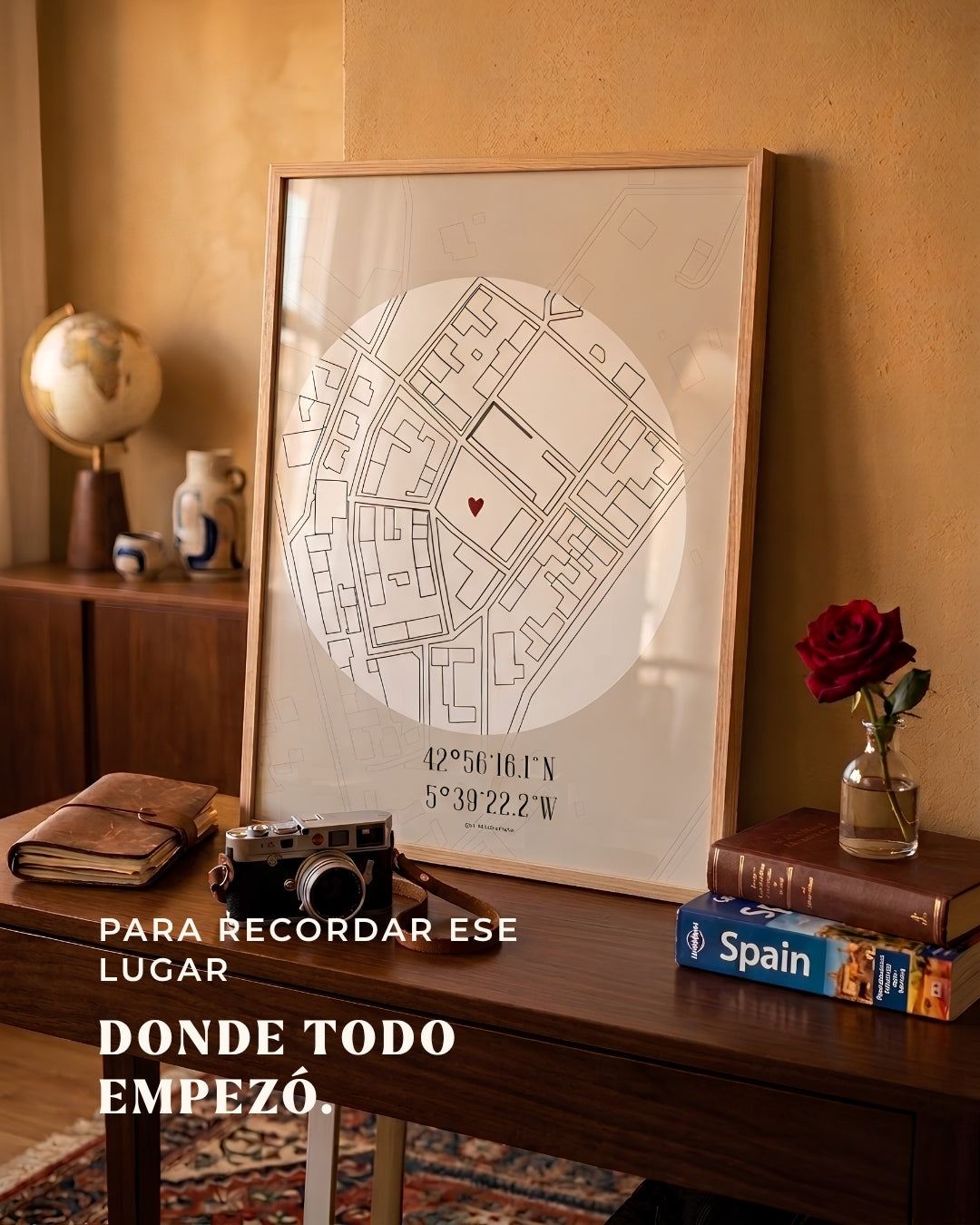 Póster de mapa personalizado e ilustrado de una ciudad especial para regalo de pareja y decoración de JR.Ilustracions.