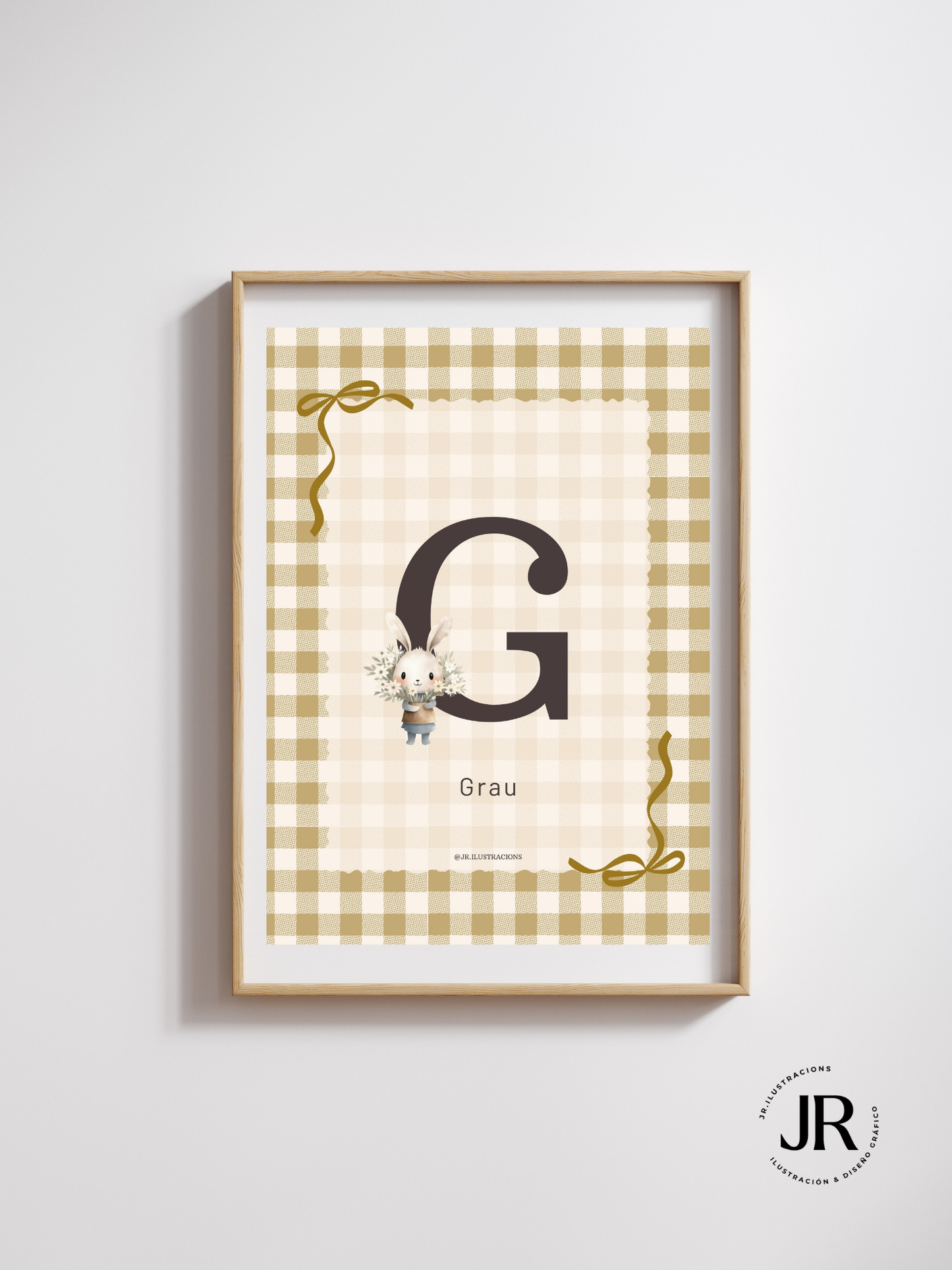 Lámina de Letra Infantil Personalizada | Inicial con ilustraciones a elegir de conejitos