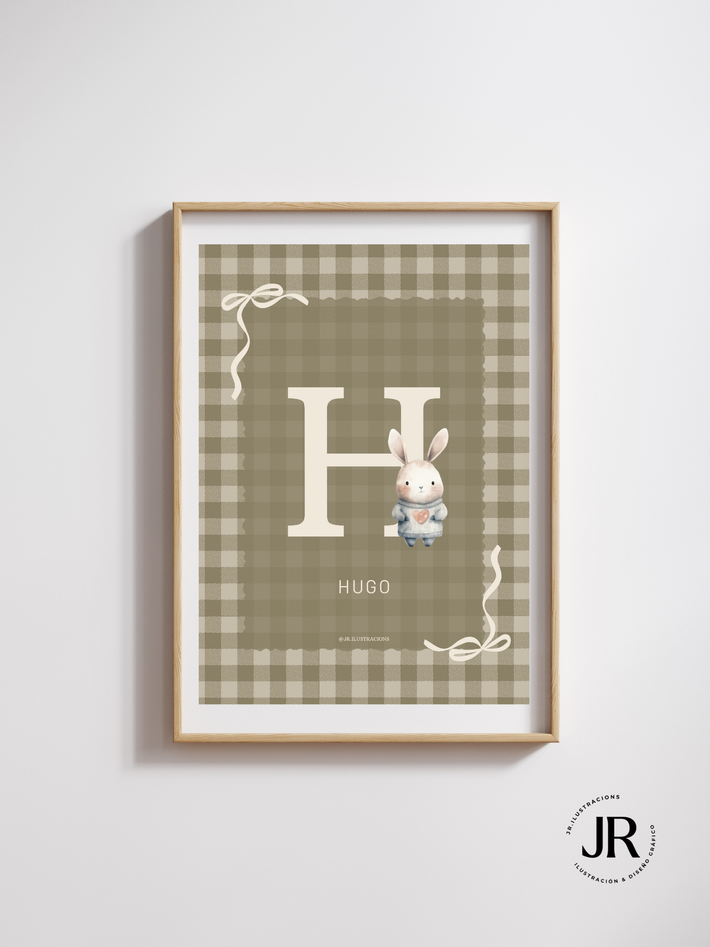 Lámina de Letra Infantil Personalizada | Inicial con ilustraciones a elegir de conejitos