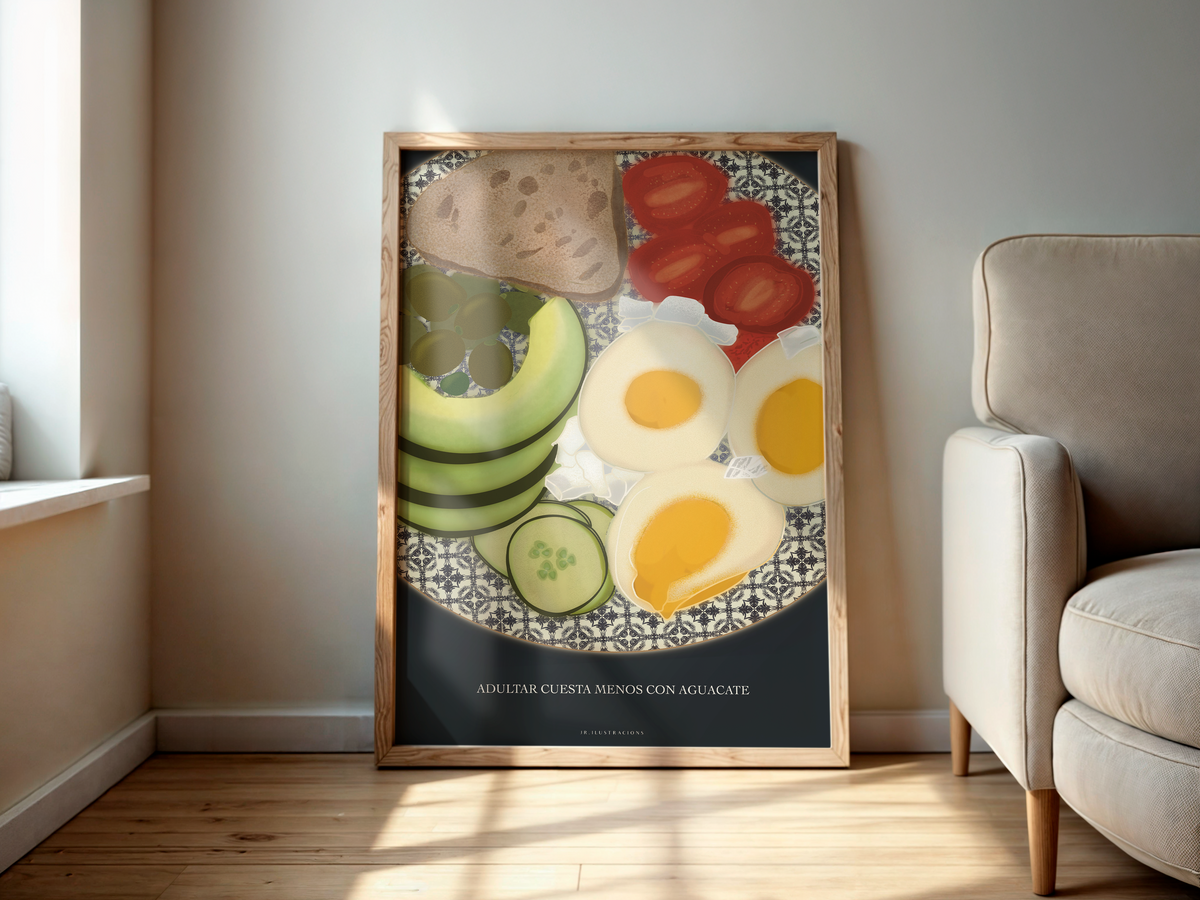 Lámina "Primero desayuno, luego vemos" · Decoración Cocina y Mañanas (Físico o Digital)