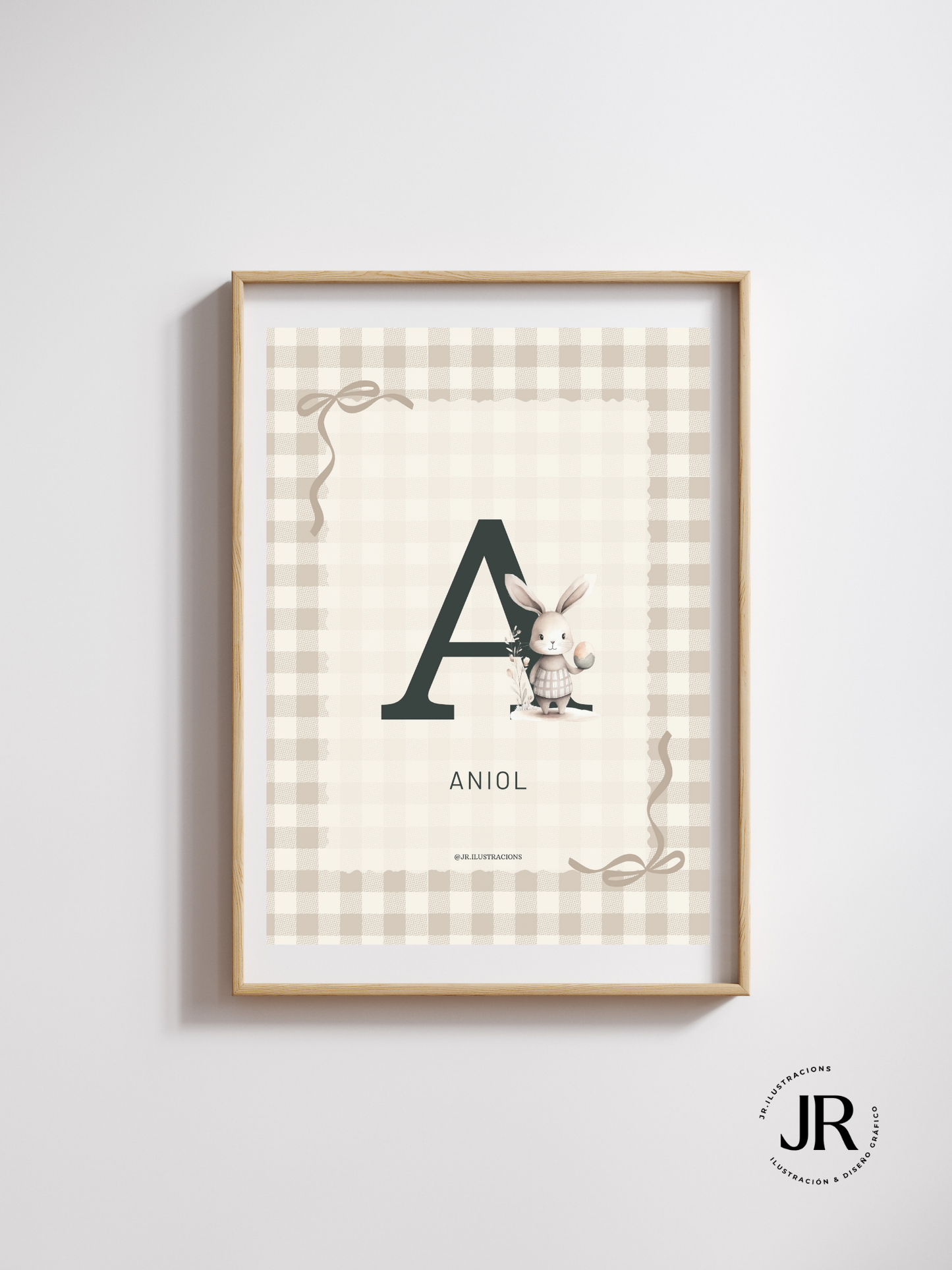Lámina de Letra Infantil Personalizada | Inicial con ilustraciones a elegir de conejitos