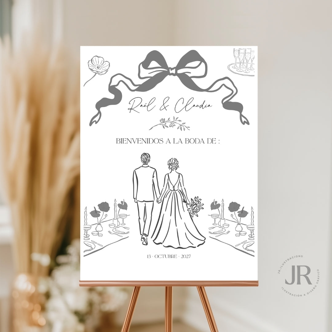 Welcome Signs with QR Code – Personalized Illustrated Prints for Weddings