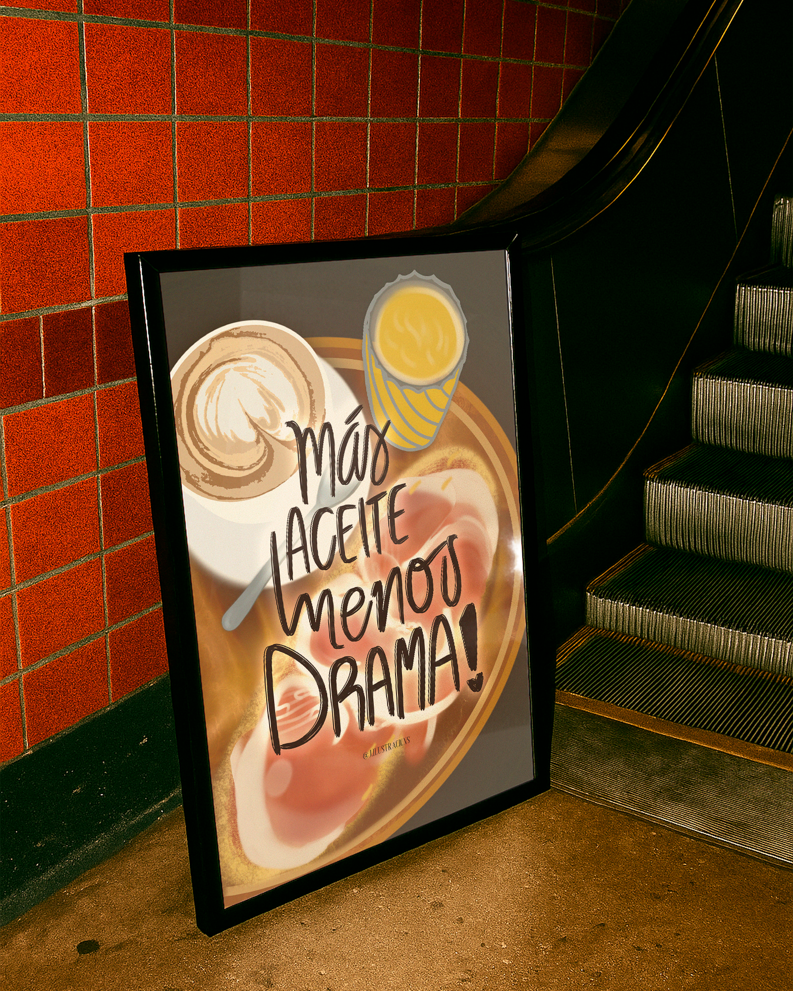 Lámina "Más aceite, menos drama" · Decoración Cocina y Humor (Físico o Digital)