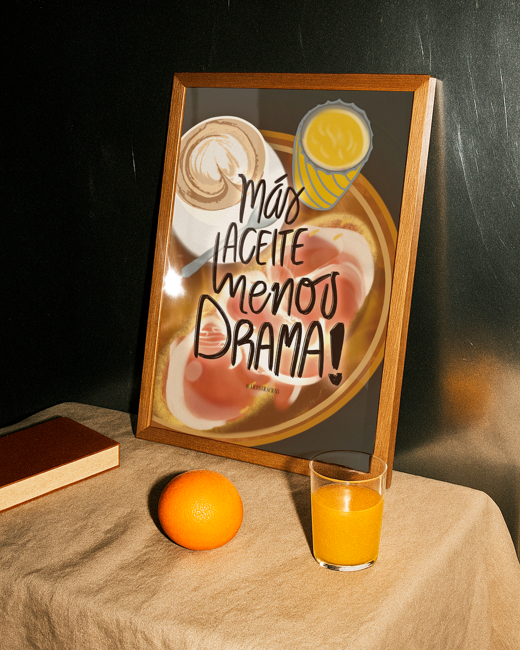 Lámina "Más aceite, menos drama" · Decoración Cocina y Humor (Físico o Digital)