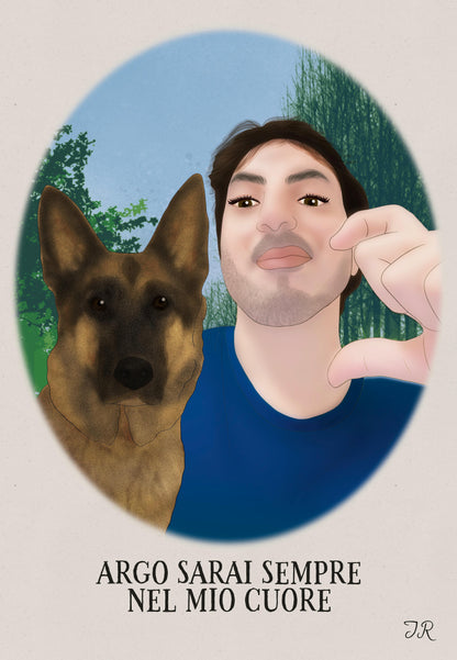 Ilustración Personalizada con Mascotas en Formato Digital