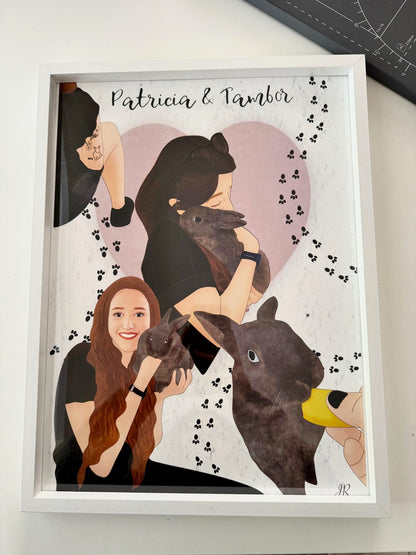 Ilustración Personalizada de Mascotas - Formato Físico