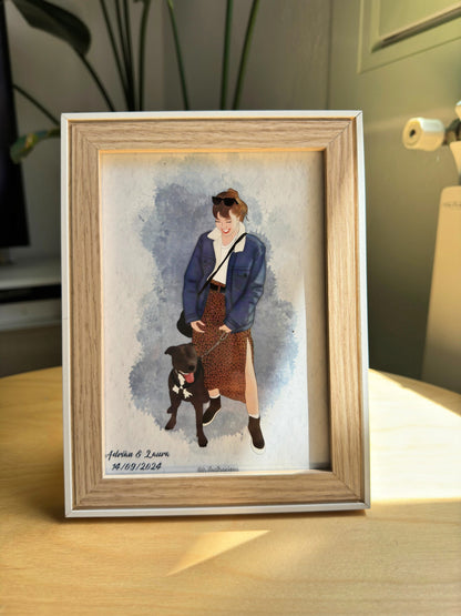 Ilustración Personalizada de Mascotas - Formato Físico