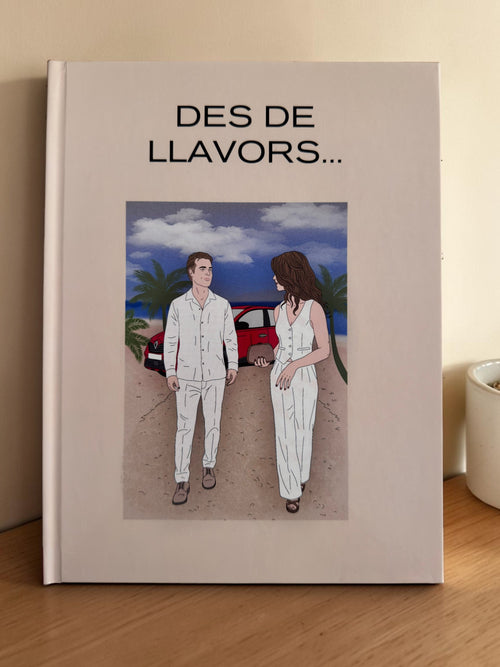 Álbum ilustrado personalizado de tapa dura con libro de la historia de amor de una pareja de JR.Ilustracions.