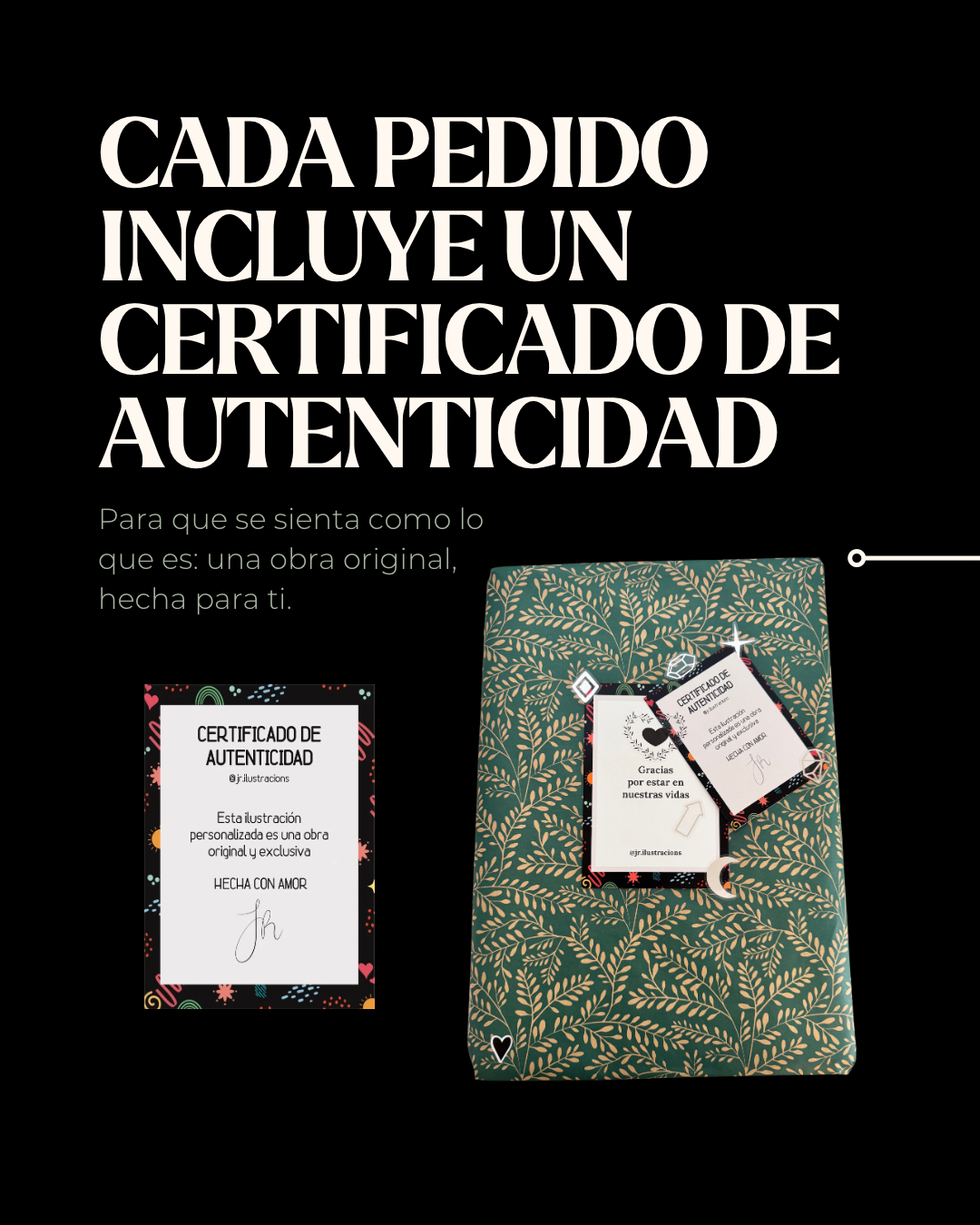 Detalle del certificado de autenticidad exclusivo incluido en los pedidos físicos de ilustraciones.