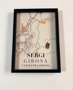 Cuadro de mapa urbano personalizado con nombres y pines de localización de JR.Ilustracions.