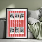 Cuadro personalizado de San Valentín con fotos en blanco y negro y marco negro moderno.