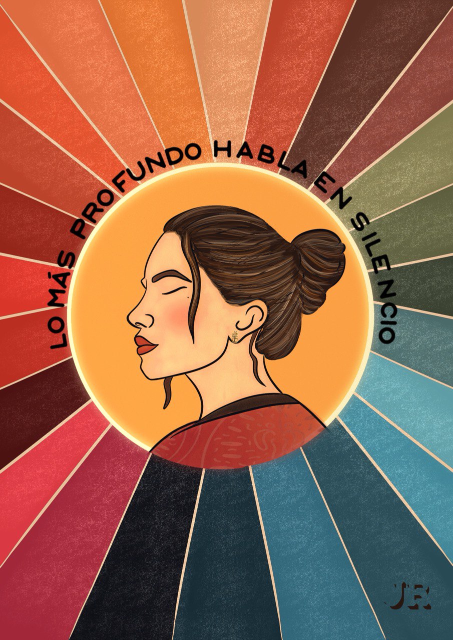 Dibujo digital conceptual de salud mental y meditación imprimible para cuadros coloridos de salón.