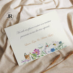 Ejemplo de texto de agradecimiento personalizado para invitados en papel premium mate.