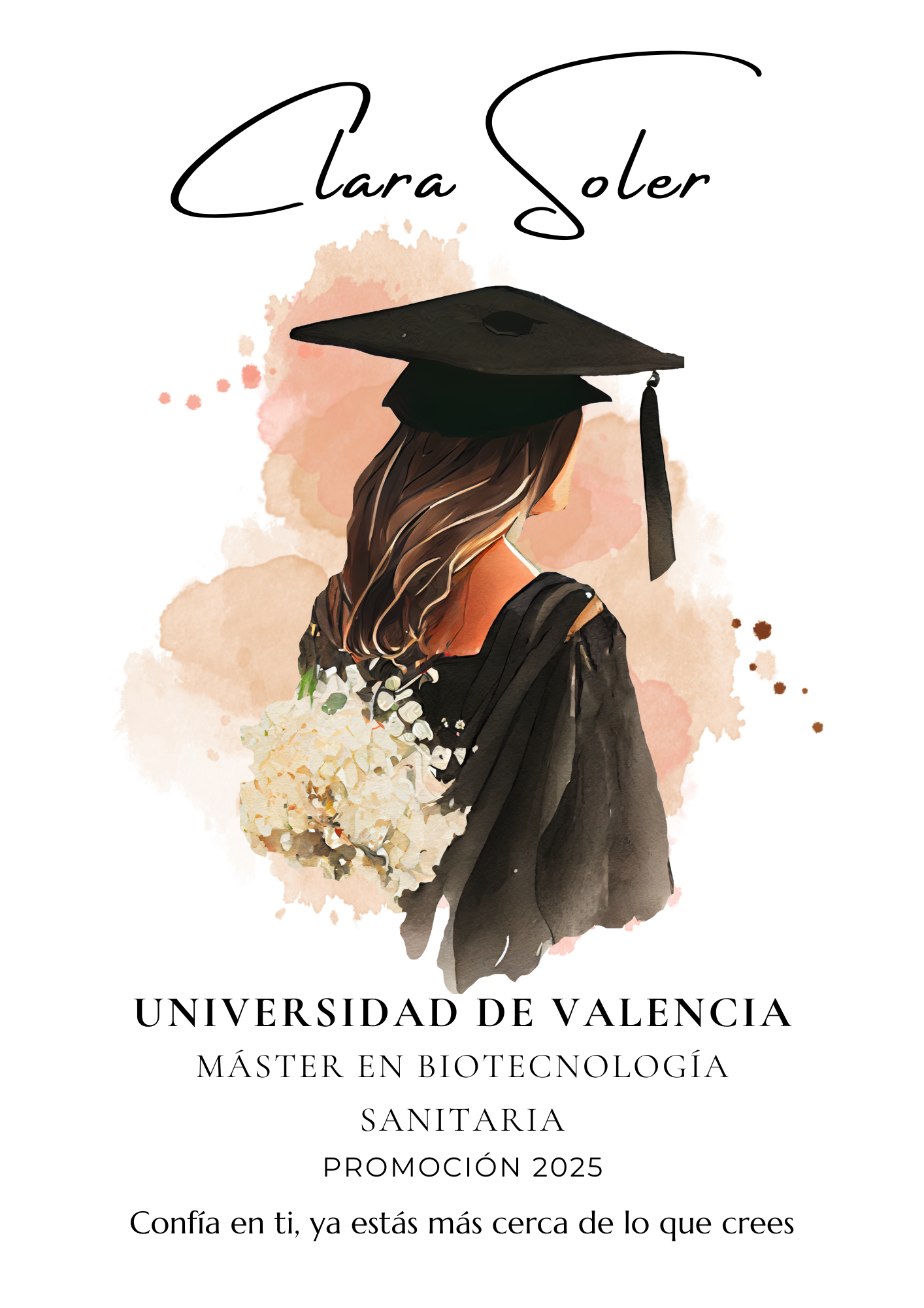 Diseño digital personalizable de orla de graduación para imprimir o regalo online.