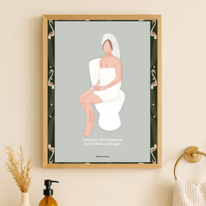 Diseño digital de póster contemporáneo con siluetas artísticas lineales y texturas beige de grano fino.