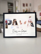 Fotografía personalizada dentro de letras para un detalle de aniversario o fecha especial en familia.