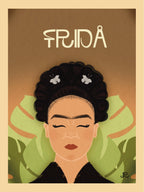 Ilustración digital de Frida Kahlo para imprimir en cuadro de arte feminista y colorido.