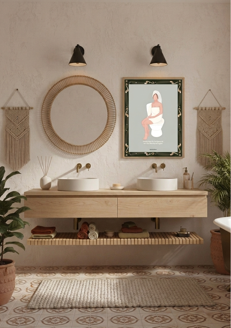 Lámina estética de estilo nórdico y tonos neutros para decoración de dormitorio o salón de JR.Ilustracions.