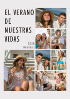 Diseño de lámina personalizada Crónica de Verano con fondo texturizado y diseño contemporáneo de rayas.