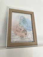 Lámina personalizada con foto silueta minimalista y moderna para colgar en el dormitorio.
