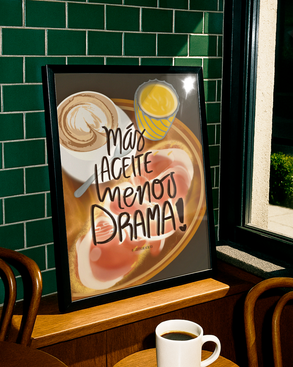 Lámina "Más aceite, menos drama" · Decoración Cocina y Humor (Físico o Digital)