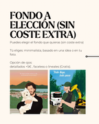 Información sobre opciones de fondo personalizado liso o de acuarela sin coste adicional para tu cuadro.