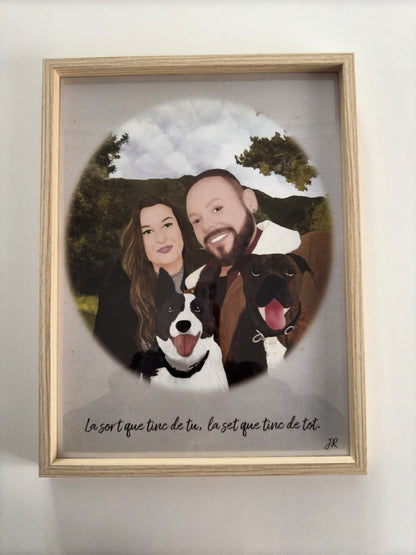 Ilustración Personalizada de Mascotas - Formato Físico