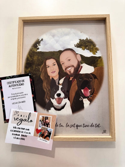 Ilustración Personalizada de Mascotas - Formato Físico