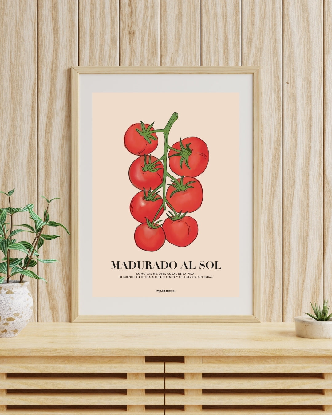 Póster de cocina minimalista Madurado al Sol ideal para decorar comedores modernos con un toque estético.