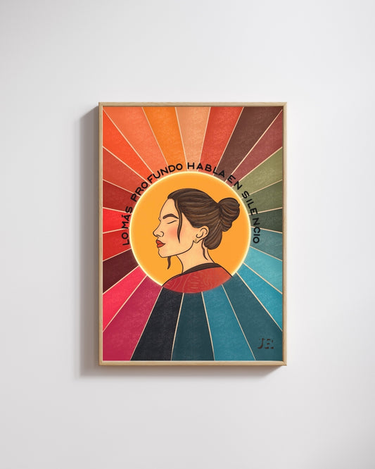 Póster de introspección y calma ideal para decorar consultas de psicología o rincones de lectura de JR.Ilustracions.