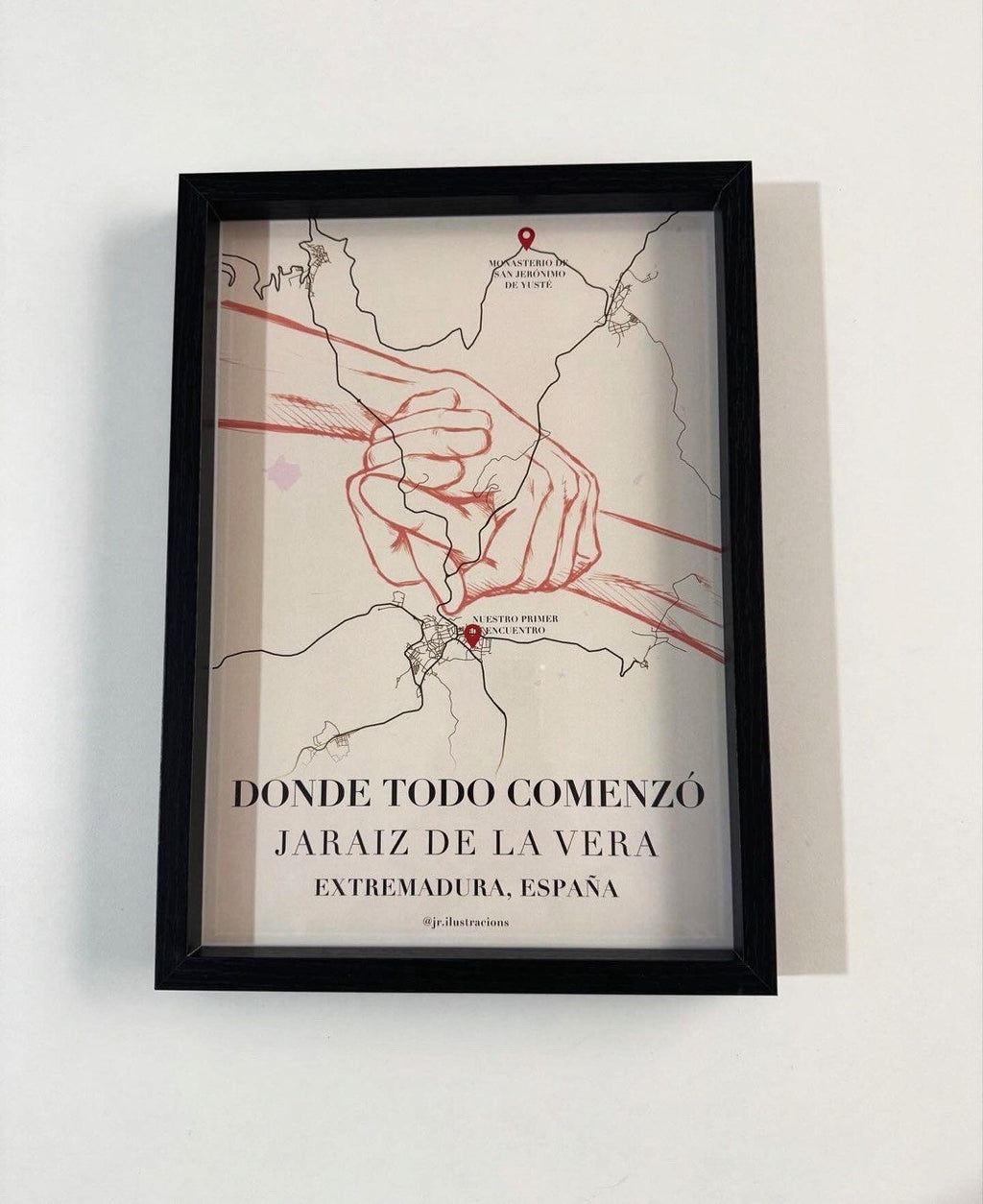 Póster de mapa de ciudad personalizado con calles y rutas de un viaje especial.