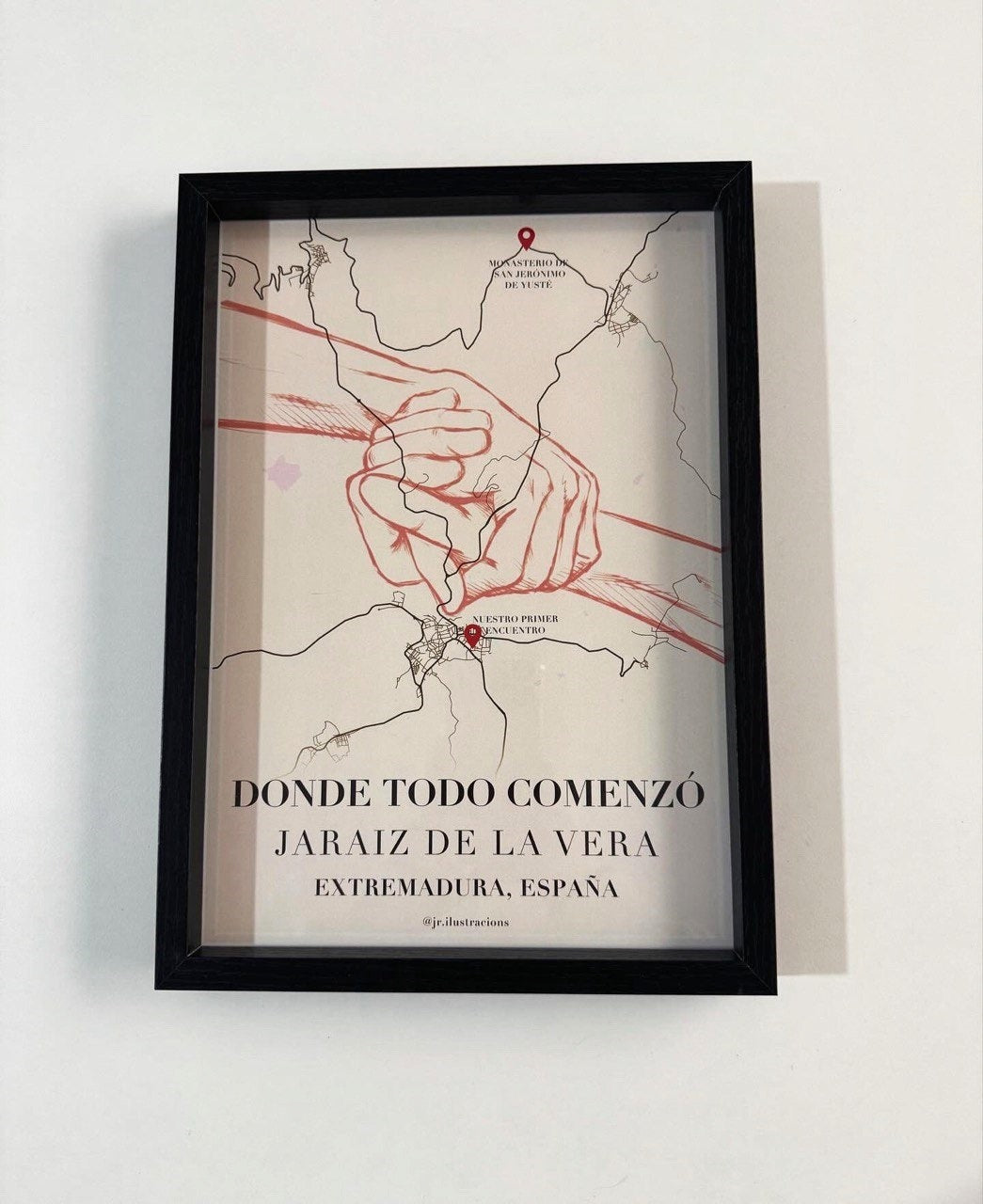 Póster de mapa de ciudad personalizado con calles y rutas de un viaje especial.