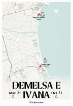Póster de mapa de playa y zona costera personalizado con nombres de JR.Ilustracions.