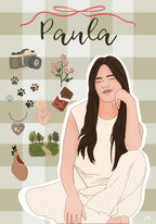 Póster personalizado con nombre y dibujos de pasiones ideal para decorar habitaciones juveniles.