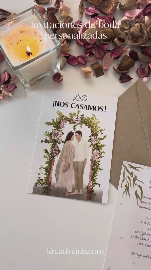 Detalle de papelería nupcial personalizada y diseño de tarjetas de matrimonio de JR.Ilustracions.