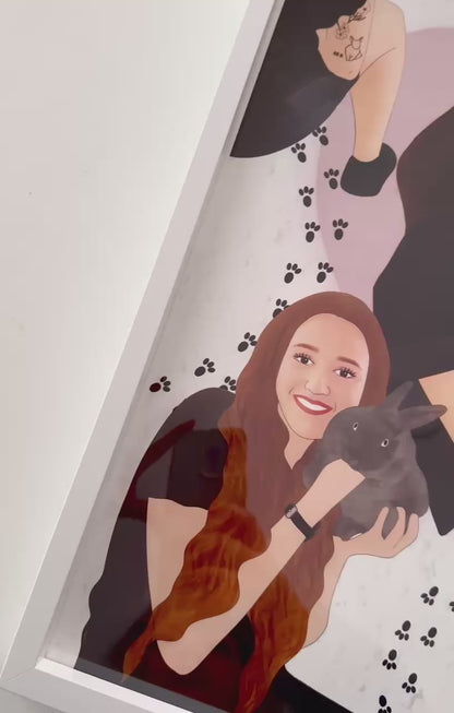 Ilustración Personalizada de Mascotas - Formato Físico