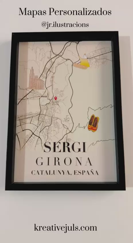 Vídeo demostrativo del acabado y la calidad de impresión de los mapas personalizados enmarcados.