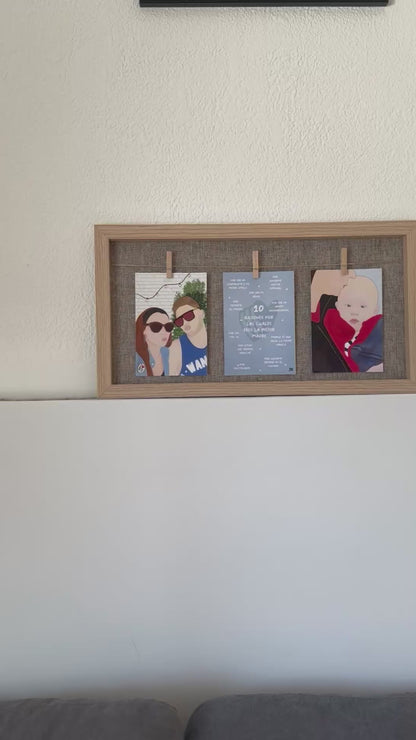 Only You – Set de 3 Ilustraciones Personalizadas con Fondo Acuarela + Marco Alargado (Madera Clara, Oscura o Blanca)