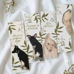 Puntos de libro personalizados con ilustraciones de mascotas y retratos de perros para regalar.