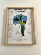 Regalo original para abuelos con marco incluido personalizado con la historia de su vida de JR.Ilustracions.
