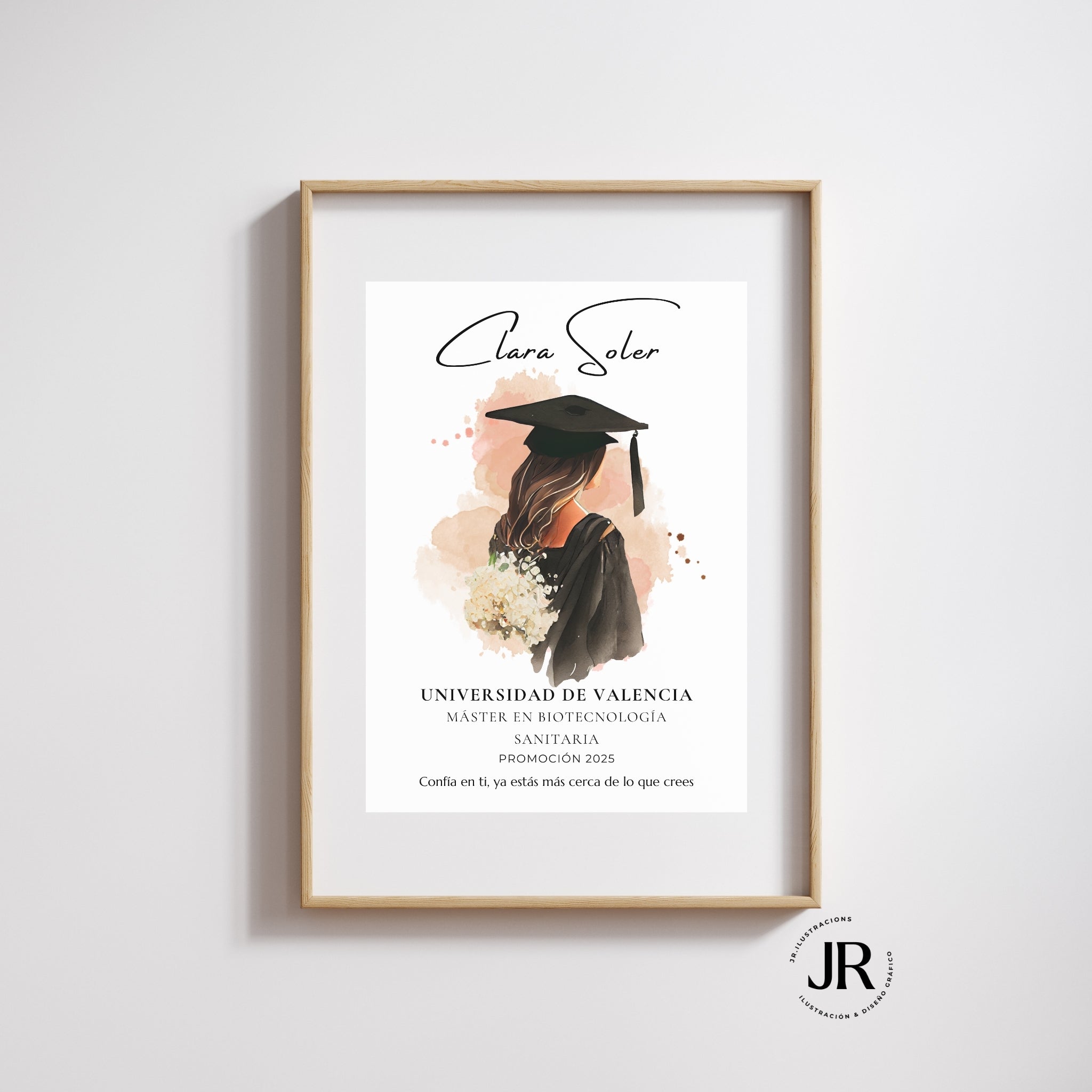 Regalo personalizado para graduados universitarios en formato cuadro decorativo de alta calidad.