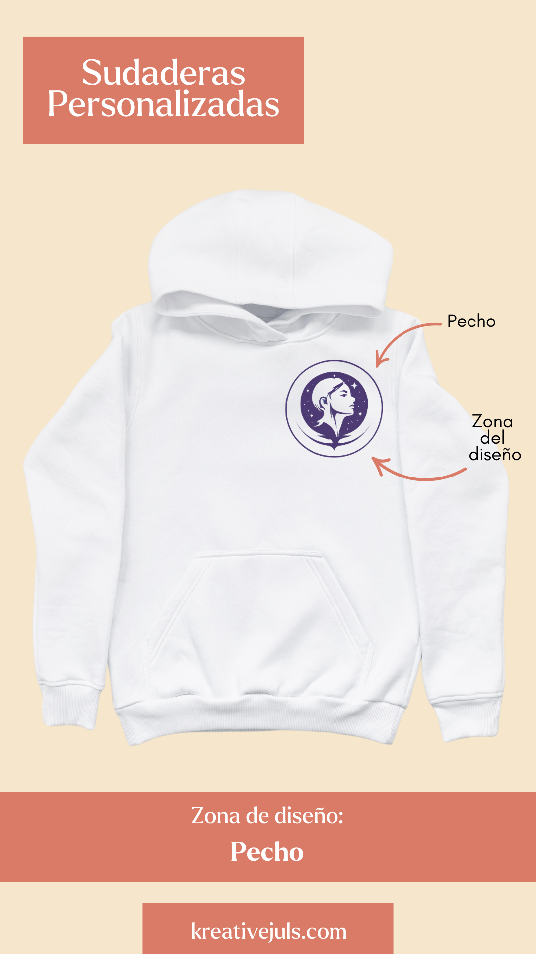 Sudadera blanca con capucha y dibujo bordado personalizado para un regalo de San Valentín único.