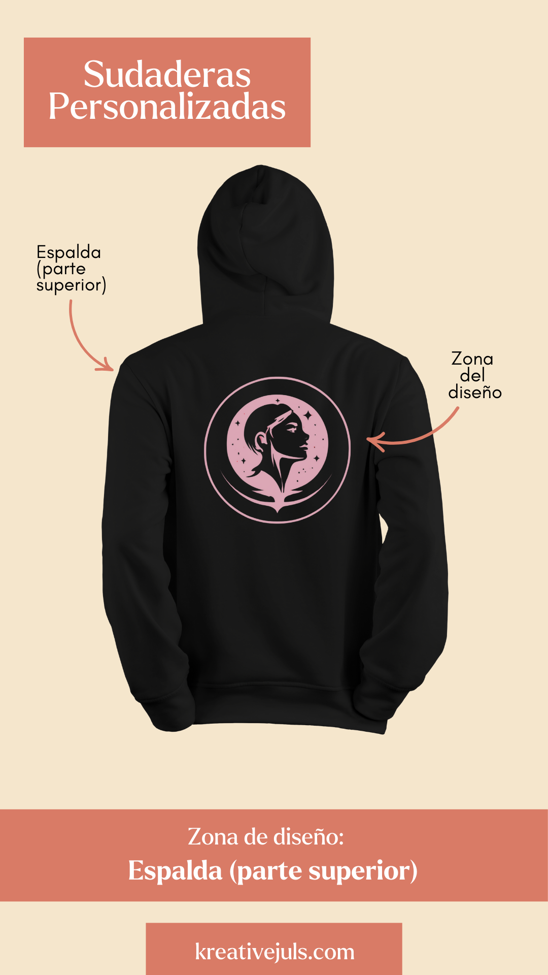 Sudadera con capucha de estilo urbano y moderno personalizada con bordados minimalistas.
