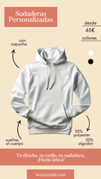 Sudadera con capucha personalizada con ilustración y diseño exclusivo bordado a mano.